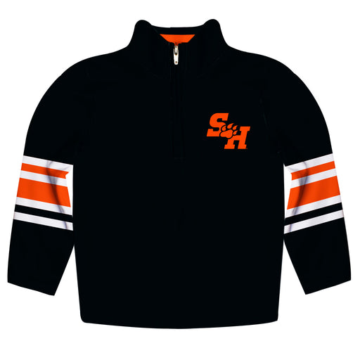 Sam Houston Bearkats Vive La Fete Game Day Black Fleece Quarter Zip Pullover Stripes on Sleeves