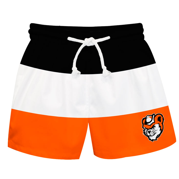 Sam Houston Bearkats Vive La Fete Black White Orange Stripes Swimtrunks V1