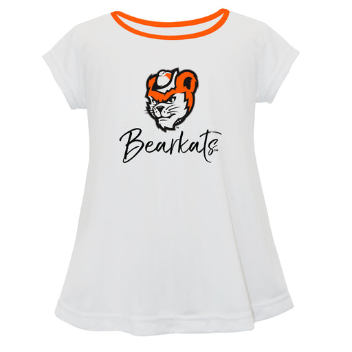 Sam Houston Bearkats Vive La Fete Girls Game Day Short Sleeve White Top with School Logo and Name