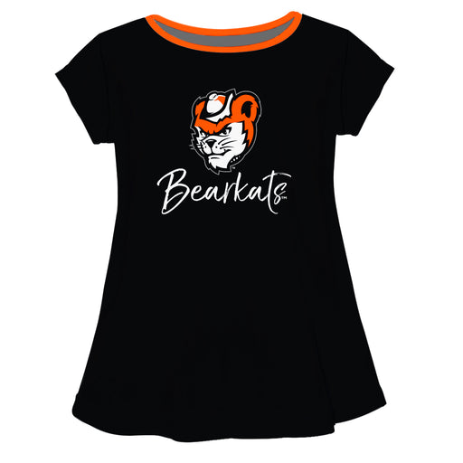 Sam Houston Bearcats Vive La Fete Girls Game Day Short Sleeve Black Top with School Logo and Name