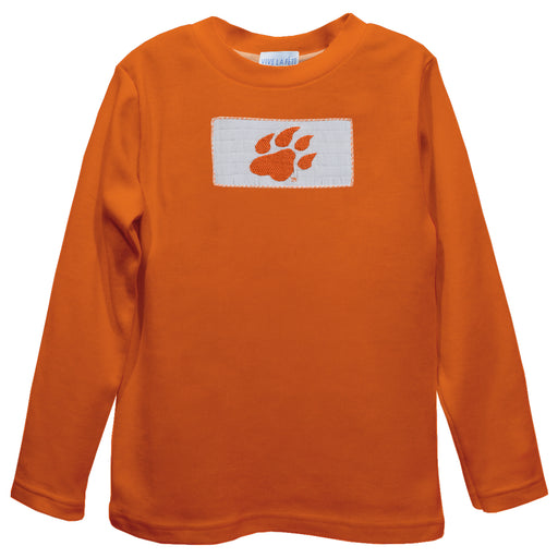 Sam Houston Bearkats Smocked Orange Knit Long Sleeve Boys Tee Shirt