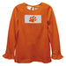 Sam Houston Bearkats Smocked Orange  Knit Ruffle Long Sleeve Girls Tshirt
