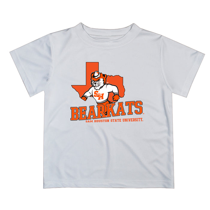 Sam Houston Bearkats Vive La Fete State Map White Short Sleeve Tee Shirt