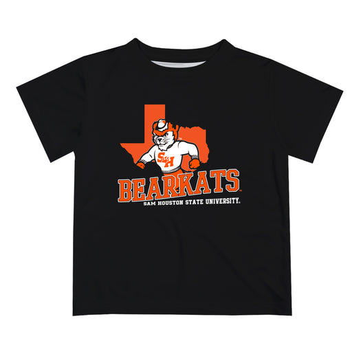Sam Houston Bearkats Vive La Fete State Map Black Short Sleeve Tee Shirt
