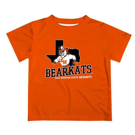 Sam Houston Bearkats Vive La Fete State Map Orange Short Sleeve Tee Shirt