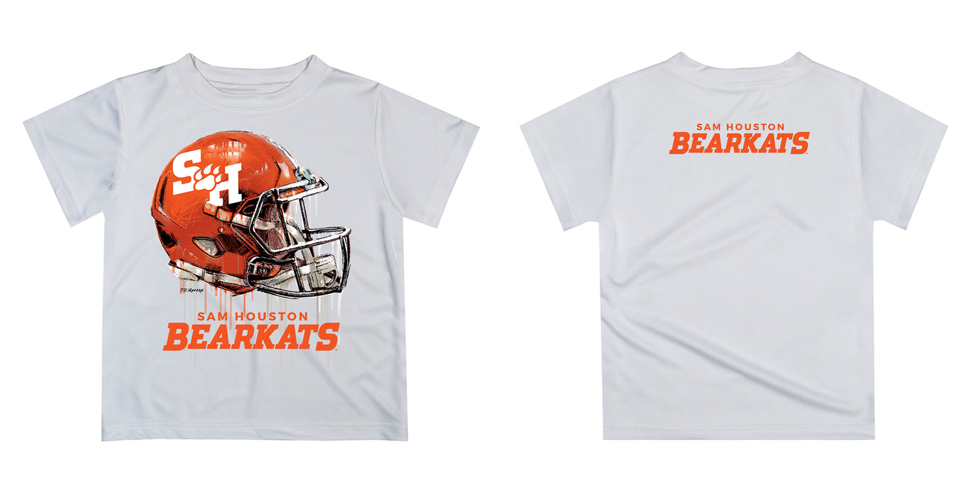 Sam Houston Bearkats Original Dripping Football Helmet Orange T-Shirt by Vive La Fete - Vive La Fête - Online Apparel Store