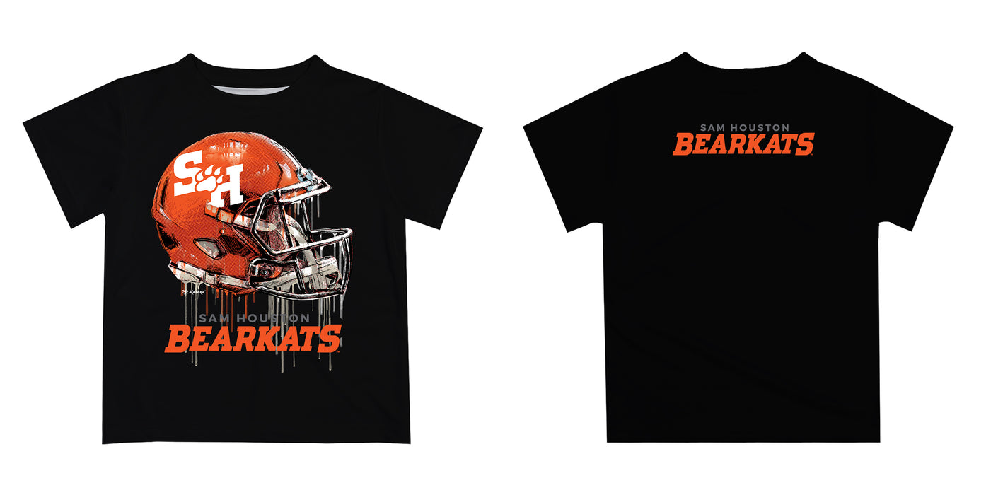 Sam Houston Bearkats Original Dripping Football Helmet Orange T-Shirt by Vive La Fete - Vive La Fête - Online Apparel Store