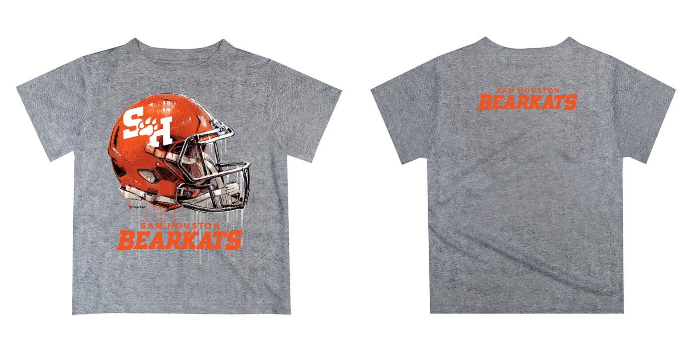 Sam Houston Bearkats Original Dripping Football Helmet Orange T-Shirt by Vive La Fete - Vive La Fête - Online Apparel Store