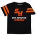 Sam Houston Bearkats Vive La Fete Boys Game Day Black Short Sleeve Tee with Stripes on Sleeves