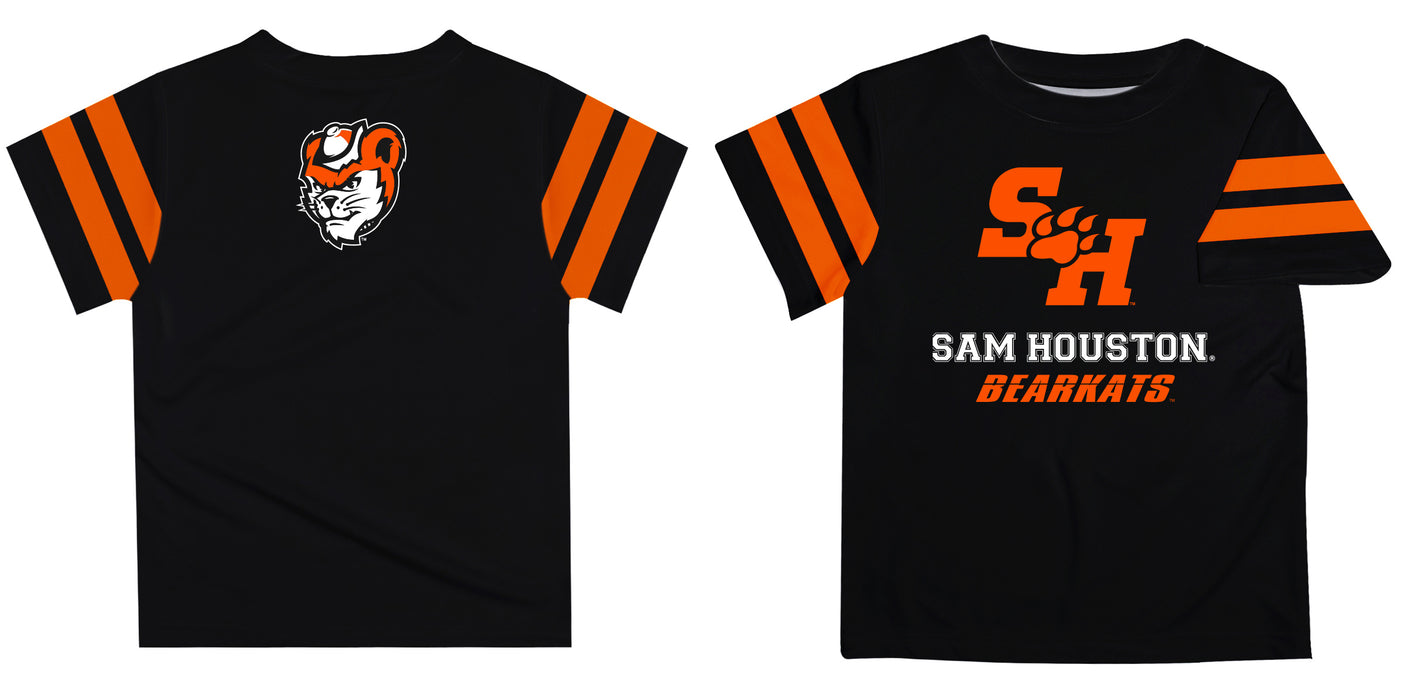 Sam Houston Bearkats Vive La Fete Boys Game Day Black Short Sleeve Tee with Stripes on Sleeves - Vive La Fête - Online Apparel Store