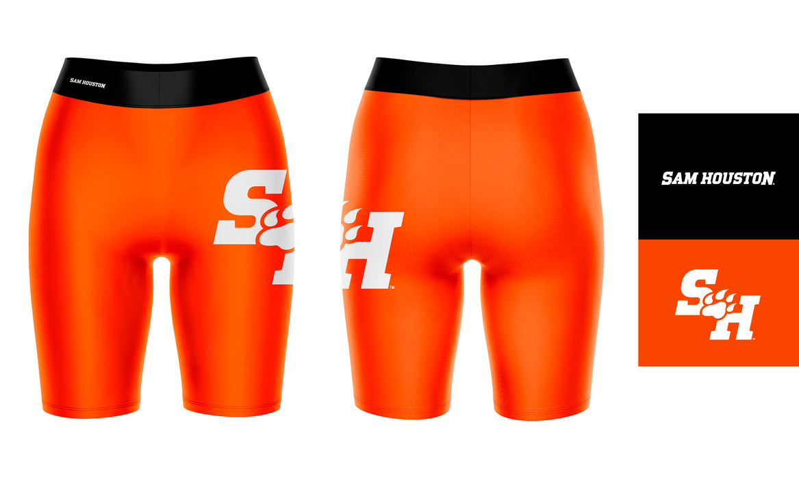 Sam Houston Bearkats Vive La Fete Game Day Logo on Thigh and Waistband Orange and Black Women Bike Short 9 Inseam - Vive La Fête - Online Apparel Store