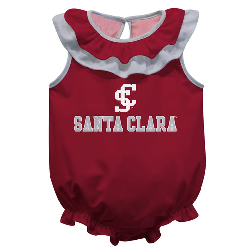 Santa Clara Broncos SCU Maroon Sleeveless Ruffle Onesie Logo Bodysuit by Vive La Fete