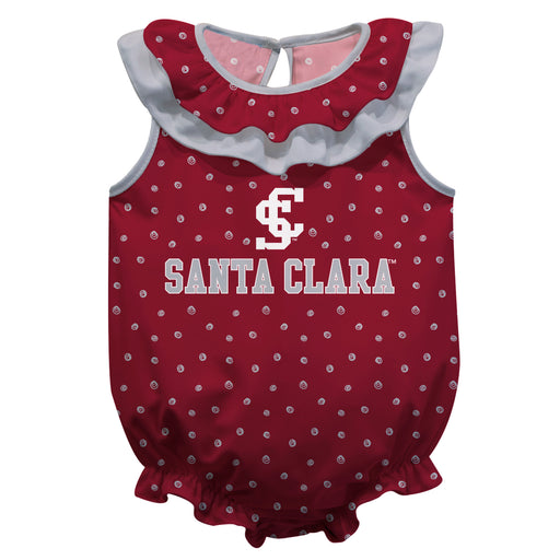 Santa Clara Broncos SCU Swirls Maroon Sleeveless Ruffle Onesie Logo Bodysuit