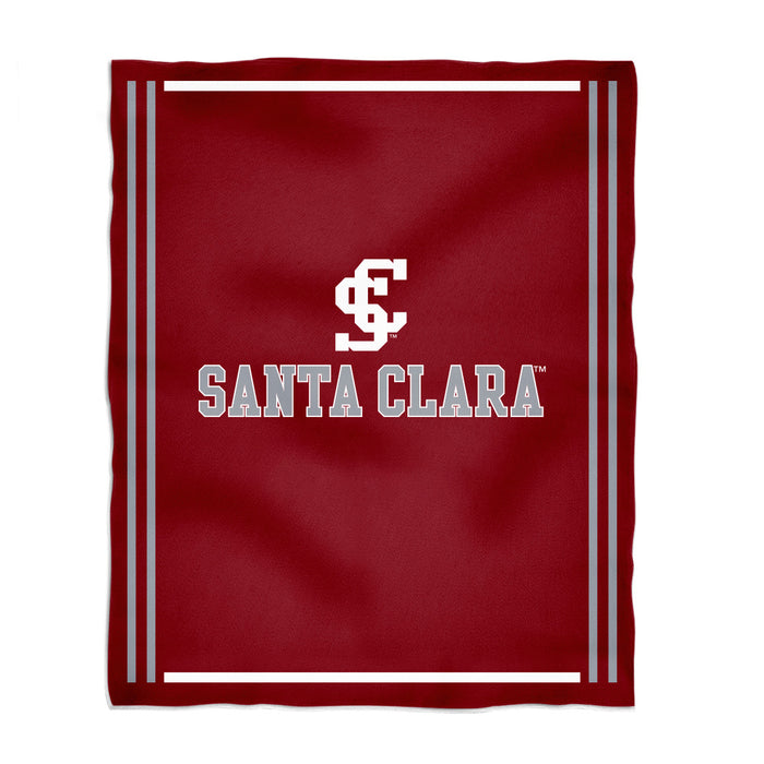 Santa Clara Broncos SCU Vive La Fete Kids Game Day Red Plush Soft Minky Blanket 36 x 48 Mascot