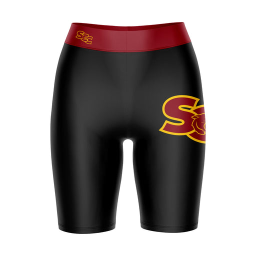 SAC City Panthers Vive La Fete Game Day Logo on Thigh and Waistband Black and Maroon Women Bike Short 9 Inseam"