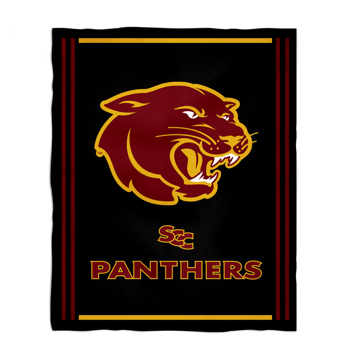 Sacramento City College Panthers Vive La Fete Kids Game Day Black Plush Soft Minky Blanket 36 x 48 Mascot