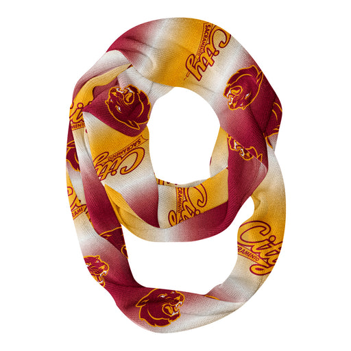 Sacramento City College Panthers Vive La Fete All Over Logo Game Day Collegiate Women Ultra Soft Knit Infinity Scarf