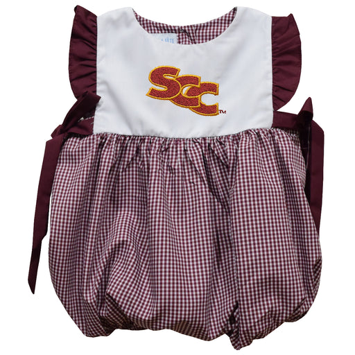 Sacramento City College Panthers Embroidered Maroon Gingham Girls Bubble