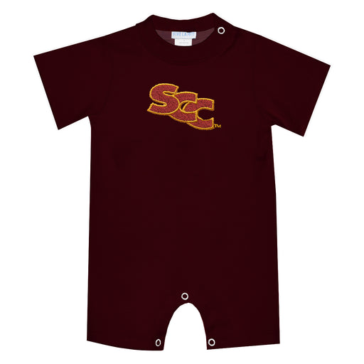 Sacramento City College Panthers Embroidered Maroon Knit Short Sleeve Boys Romper