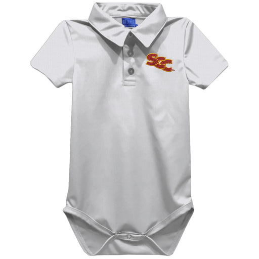 Sacramento City College Panthers Embroidered White Solid Knit Boys Polo Bodysuit
