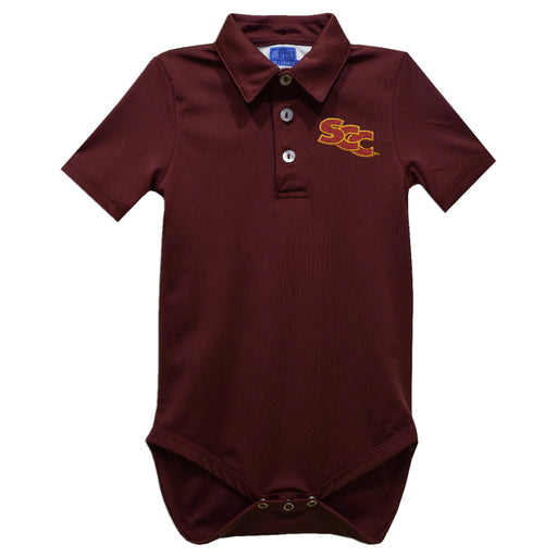 Sacramento City College Panthers Embroidered Maroon Solid Knit Boys Polo Bodysuit