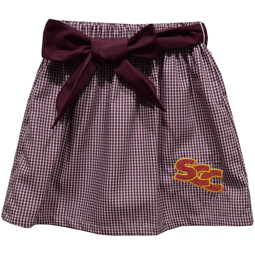 Sacramento City College Panthers Embroidered Maroon Gingham Skirt With Sash