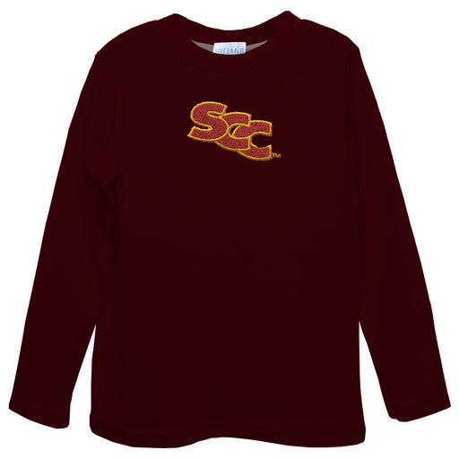 Sacramento City College Panthers Embroidered Maroon Long Sleeve Boys Tee Shirt