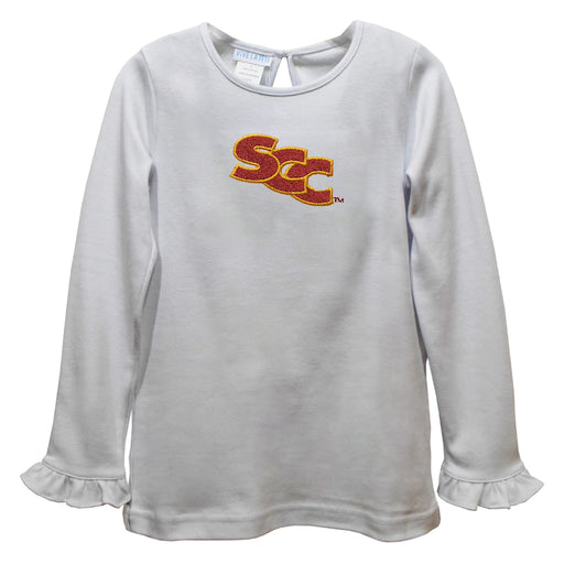 Sacramento City College Panthers Embroidered White Knit Long Sleeve Girls Blouse
