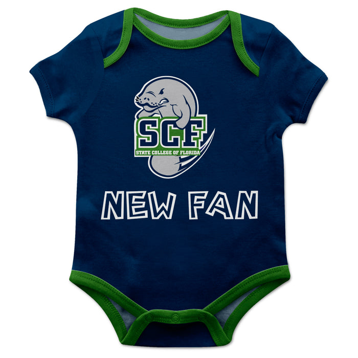 State College of Florida Manatees Vive La Fete Infant Game Day Navy Short Sleeve Onesie New Fan Logo and Mascot Bodysuit - Vive La Fête - Online Apparel Store