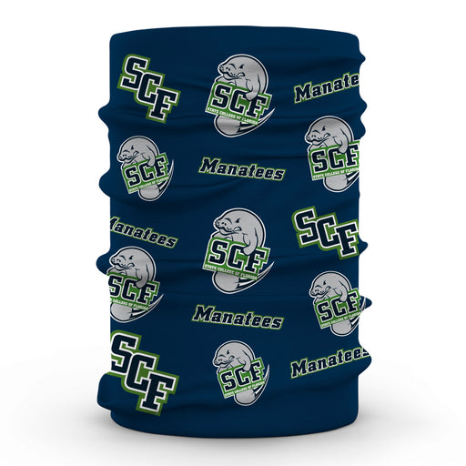 State College Of Florida Manetees Neck Gaiter Navy All Over Logo SCF - Vive La Fête - Online Apparel Store