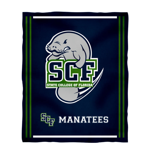 State College of Florida Manatees Vive La Fete Kids Game Day Navy Plush Soft Minky Blanket 36 x 48 Mascot