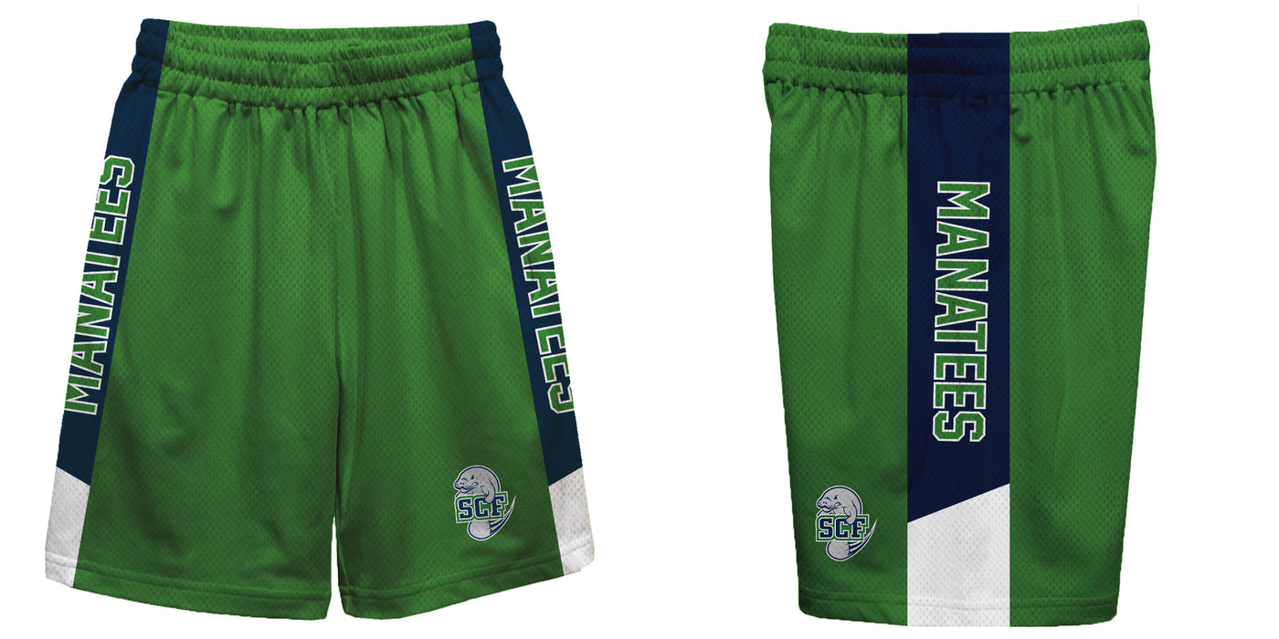 State College of Florida Manatees Vive La Fete Game Day Green Stripes Boys Solid Blue Athletic Mesh Short - Vive La Fête - Online Apparel Store