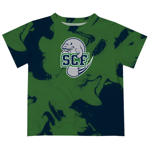 State College of Florida Manatees Vive La Fete Marble Boys Game Day Blue Short Sleeve Tee