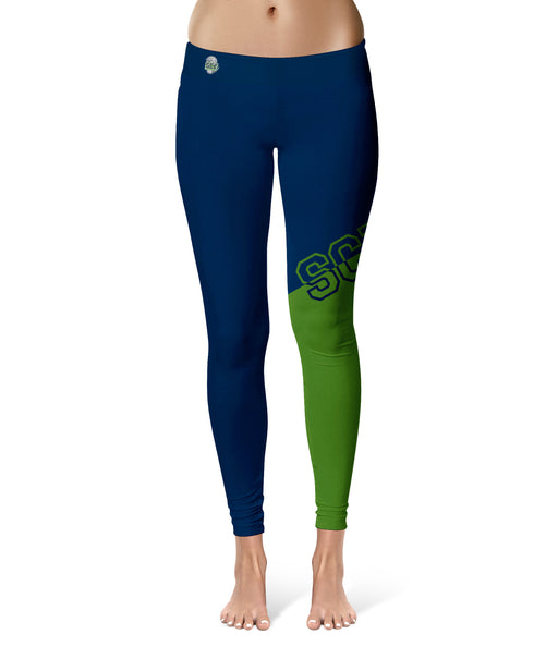 State College of Florida Manatees Vive La Fete Game Day Collegiate Leg Color Block Women Blue Green Yoga Leggings