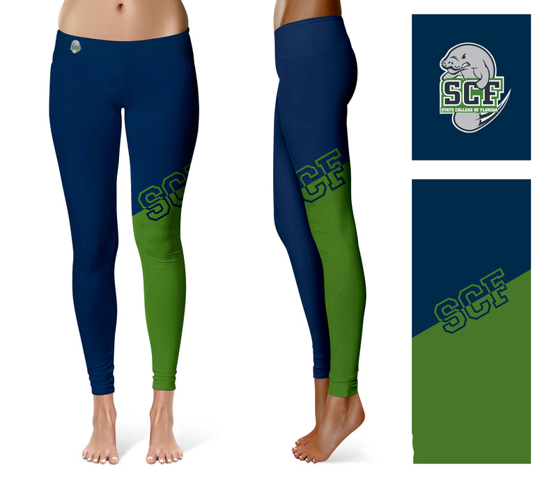 State College of Florida Manatees Vive La Fete Game Day Collegiate Leg Color Block Women Blue Green Yoga Leggings - Vive La Fête - Online Apparel Store