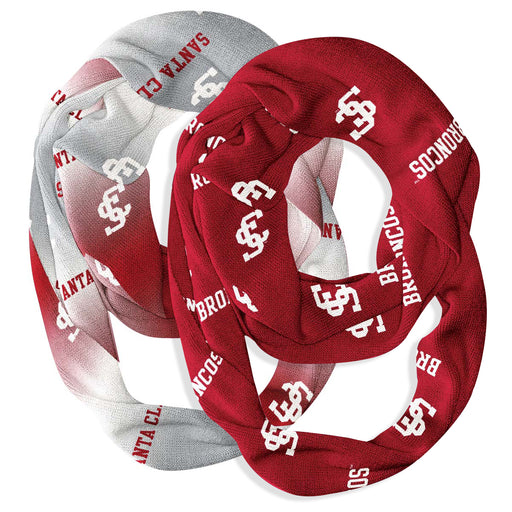 Santa Clara Broncos Vive La Fete All Over Logo Collegiate Women Set of 2 Light Weight Ultra Soft Infinity Scarfs