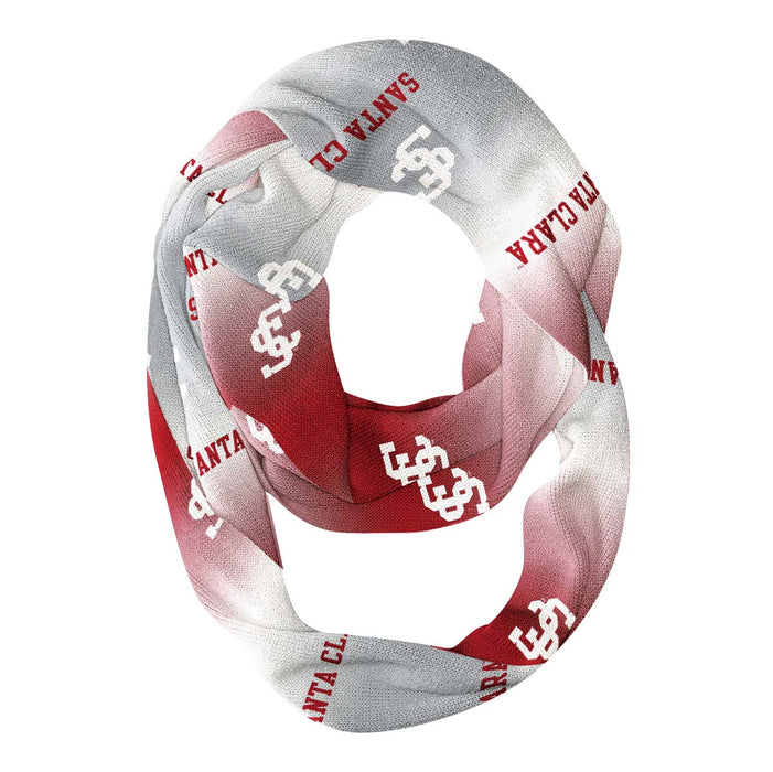 Santa Clara Broncos SCU Vive La Fete All Over Logo Game Day Collegiate Women Ultra Soft Knit Infinity Scarf