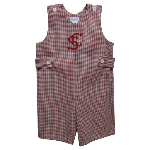 Santa Clara Broncos SCU Embroidered Maroon Gingham Boys Jon Jon