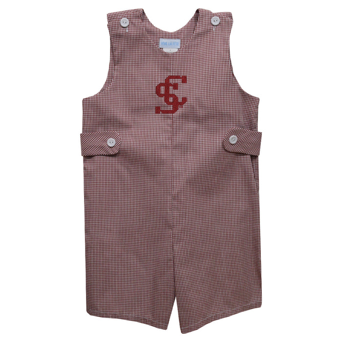 Santa Clara Broncos SCU Embroidered Maroon Gingham Boys Jon Jon