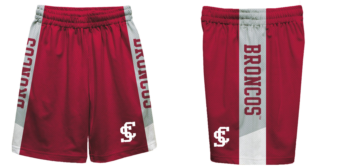 Santa Clara Broncos SCU Vive La Fete Game Day Red Stripes Boys Solid Gray Athletic Mesh Short - Vive La Fête - Online Apparel Store