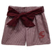 Santa Clara Broncos SCU Embroidered Maroon Gingham Girls Short with Sash