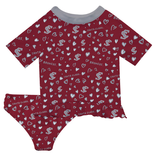 Santa Clara Broncos SCU Vive La Fete All Over Logo Maroon Long Sleeve Bikini Set