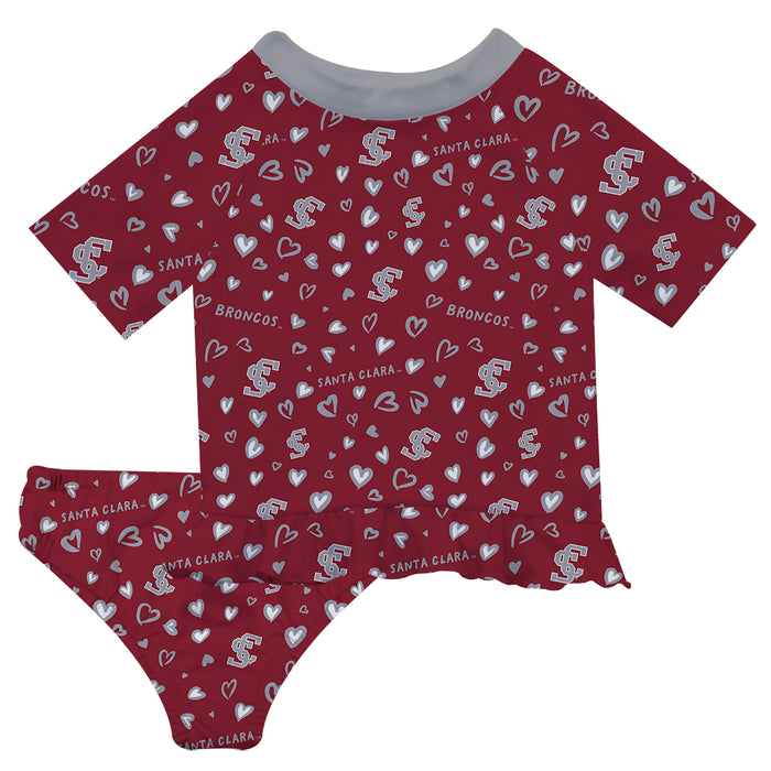 Santa Clara Broncos SCU Vive La Fete All Over Logo Maroon Long Sleeve Bikini Set