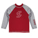 Santa Clara Broncos SCU Vive La Fete Logo Red Gray Long Sleeve Raglan Rashguard
