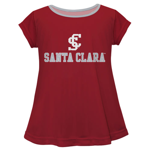 Santa Clara Broncos SCU Vive La Fete Girls Game Day Short Sleeve Maroon Top with School Logo and Name