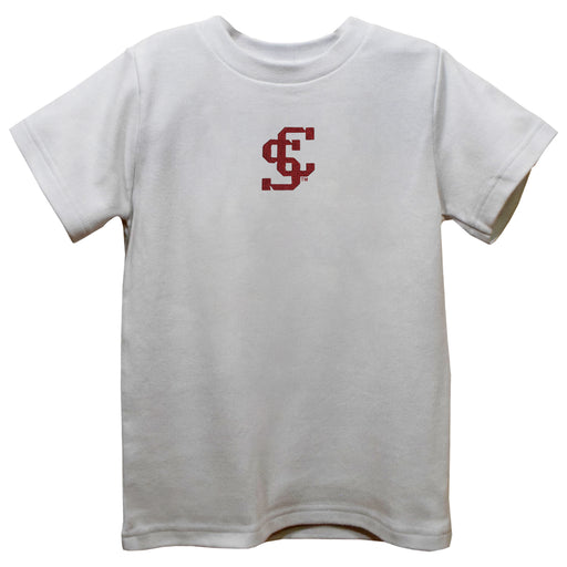 Santa Clara Broncos SCU Embroidered White Short Sleeve Boys Tee Shirt