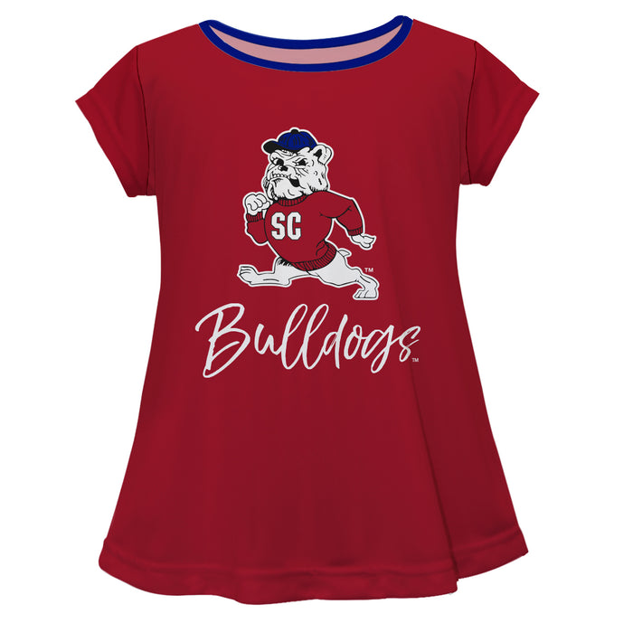 South Carolina State Bulldogs Vive La Fete Girls Game Day Short Sleeve Red Top with School Logo and Name