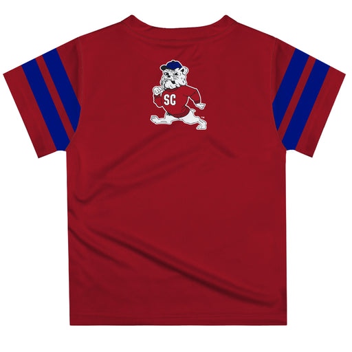South Carolina State Bulldogs Vive La Fete Boys Game Day Maroon Short Sleeve Tee with Stripes on Sleeves - Vive La Fête - Online Apparel Store
