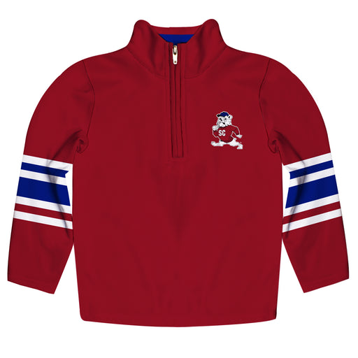 South Carolina State Bulldogs Vive La Fete Game Day Red Quarter Zip Pullover Stripes on Sleeves