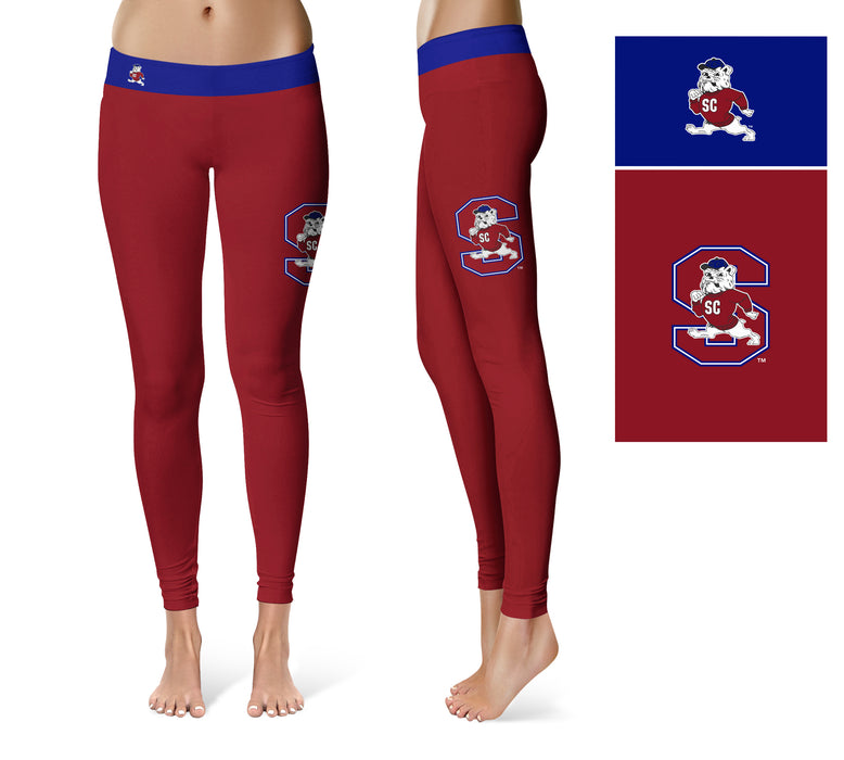 South Carolina State Bulldogs Vive La Fete Game Day Collegiate Logo on Thigh Maroon Women Yoga Leggings 2.5 Waist Tights - Vive La Fête - Online Apparel Store